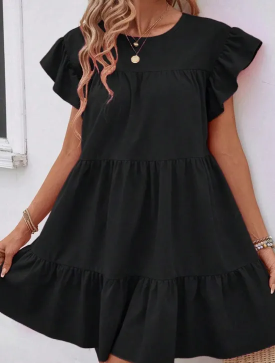Clearance Women's Mini Dress Casual Dress Summer Dress Elegant Fashion Outdoor Holiday Date Regular Fit Plain Short Sleeve Crew Neck Black Blue Rose Red Summer Spring Women Work Dresses