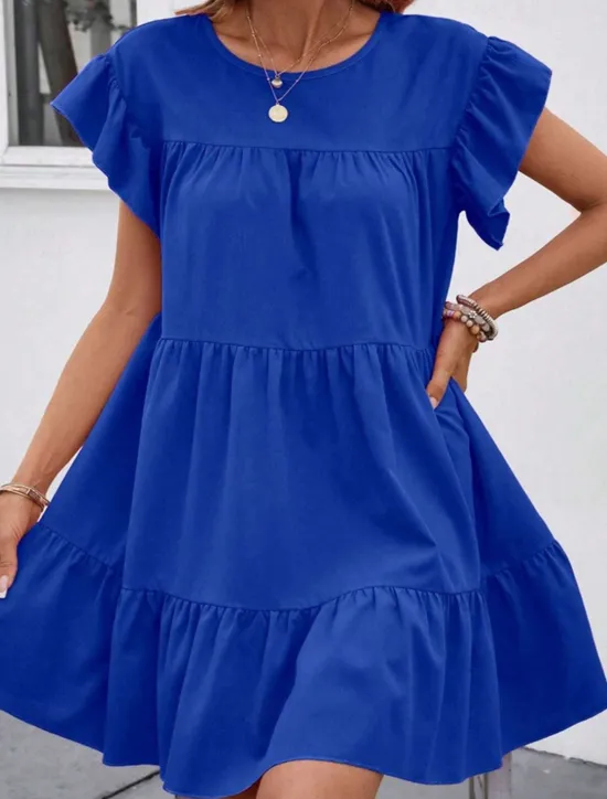Clearance Women's Mini Dress Casual Dress Summer Dress Elegant Fashion Outdoor Holiday Date Regular Fit Plain Short Sleeve Crew Neck Black Blue Rose Red Summer Spring Women Work Dresses