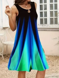 Sale Women's Mini Dress Casual Dress Sundress Tank Dress Vacation Casual Vacation Daily Regular Fit Ombre Sleeveless Crew Neck Summer Women Sundresses