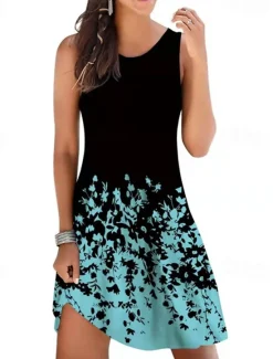 Sale Women's Mini Dress Casual Dress A Line Dress Floral Dress Summer Dress Stylish Casual Vacation Daily Date Regular Fit Floral Sleeveless V Neck White Red Purple Light Blue Summer Women Floral Dresses