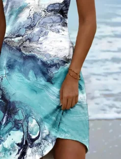 Sale Women's Mini Dress Casual Dress Sundress Summer Dress Casual Vacation Daily Holiday Regular Fit Graphic Tie Dye Abstract Sleeveless V Neck Summer Spring Women Sundresses