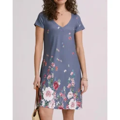 Sale Women's Mini Dress Casual Dress Petite Dress T Shirt Dress Tee Dress Sundress Basic Outdoor Vacation Birthday Regular Fit Floral Short Sleeve V Neck Light Blue White Light Green Red Summer Women Sundresses