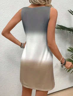 Discount Women's Mini Dress Casual Dress Tank Dress Stylish Casual Daily Loose Fit Ombre Sleeveless U Neck Pink Blue Purple Khaki Summer Women Sundresses