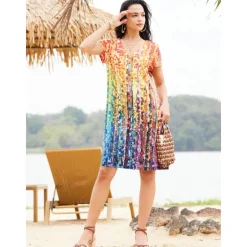 Online Women's Mini Dress Casual Dress Ombre Floral Print V Neck Daily Vacation Short Sleeve Summer Spring Women T Shirt Dresses