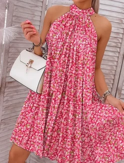Sale Women's Mini Dress Casual Dress Swing Dress Floral Dress Elegant Cute Stylish Vacation Party Casual Regular Fit Floral Sleeveless Halter Neck Summer Spring Women Spring Dresses