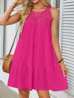 Online Women's Mini Dress Casual Dress Tank Dress Basic Casual Vacation Daily Regular Fit Plain Sleeveless Crew Neck Black White Navy Blue Fuchsia Summer Women Sundresses