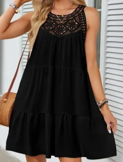 Online Women's Mini Dress Casual Dress Tank Dress Basic Casual Vacation Daily Regular Fit Plain Sleeveless Crew Neck Black White Navy Blue Fuchsia Summer Women Sundresses