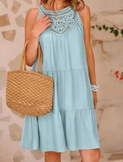 Online Women's Mini Dress Casual Dress Tank Dress Basic Casual Vacation Daily Regular Fit Plain Sleeveless Crew Neck Black White Navy Blue Fuchsia Summer Women Sundresses