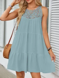 Online Women's Mini Dress Casual Dress Tank Dress Basic Casual Vacation Daily Regular Fit Plain Sleeveless Crew Neck Black White Navy Blue Fuchsia Summer Women Sundresses