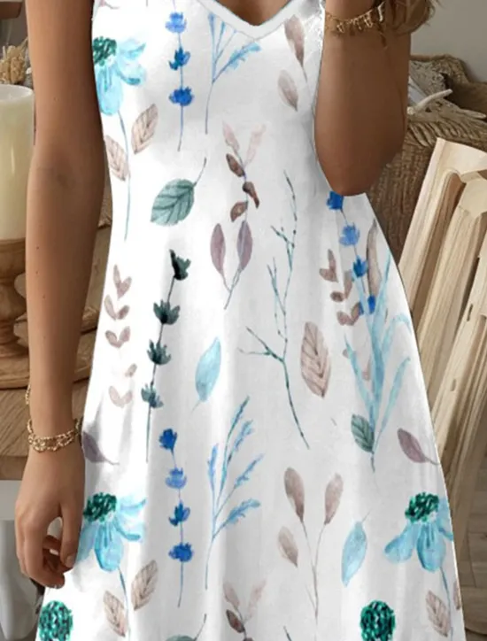 Best Women's Mini Dress Casual Dress Petite Dress Sundress Summer Dress Streetwear Sexy Casual Vacation Street Holiday Regular Fit Floral Leaf Sleeveless Strap V Neck Yellow Purple Summer Women Sundresses