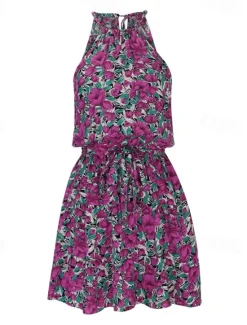 Hot Women's Mini Dress Casual Dress A Line Dress Floral Dress Summer Dress Stylish Casual Vacation Daily Date Regular Fit Floral Sleeveless Strap Red Summer Spring Women Floral Dresses|Spring Dresses