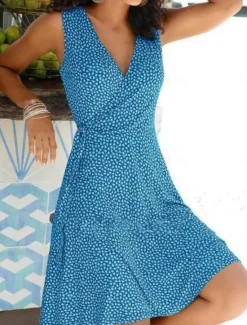 Discount Women's Mini Dress Casual Dress A Line Dress Stylish Casual Vacation Daily Regular Fit Floral Sleeveless V Neck Black Wine Blue Purple Summer Women Sundresses