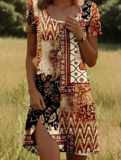 Women's Mini Dress Casual Dress Petite Dress T Shirt Dress Tee Dress Sundress Stylish Casual Vacation Casual Daily Regular Fit Color Block Short Sleeve Crew Neck Summer Spring Women T Shirt Dresses