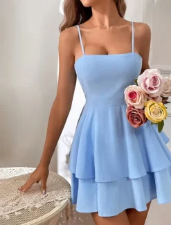 New Women's Mini Dress Casual Dress Sexy Dress Summer Dress Slip Dress Fashion Outdoor Party Holiday Regular Fit Plain Sleeveless Spaghetti Strap Black Blue Green Summer Spring Women Sundresses