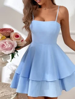 New Women's Mini Dress Casual Dress Sexy Dress Summer Dress Slip Dress Fashion Outdoor Party Holiday Regular Fit Plain Sleeveless Spaghetti Strap Black Blue Green Summer Spring Women Sundresses