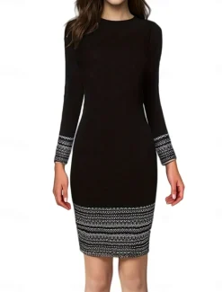 Discount Women's Mini Dress Casual Dress Elegant Stylish Casual Loose Fit Long Sleeve Crew Neck Spring Fall Winter Women Work Dresses