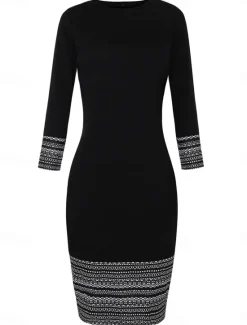 Discount Women's Mini Dress Casual Dress Elegant Stylish Casual Loose Fit Long Sleeve Crew Neck Spring Fall Winter Women Work Dresses