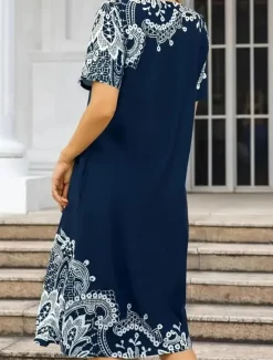 Hot Women's Mini Dress Casual Dress Elegant Vacation Vintage Vacation Daily Loose Fit Floral Short Sleeve Crew Neck Summer Women T Shirt Dresses