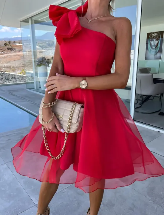 Best Women's Mini Dress Casual Dress Cocktail Dress Wedding Guest Dress Chiffon Dress Streetwear Casual Vacation Street Holiday Regular Fit Sleeveless One Shoulder Black Red Purple Green Summer Women Cocktail Dress