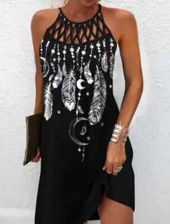 Best Women's Mini Dress Casual Dress Summer Dress Slip Dress Hawaiian Casual Vacation Daily Beach Regular Fit Floral Feather Sleeveless Strap Summer Women Spring Dresses|Sundresses