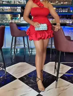 Women's Mini Dress Casual Dress Cocktail Dress Fashion Outdoor Party Holiday Regular Fit Plain Sleeveless Cold Shoulder Summer Women Cocktail Dress