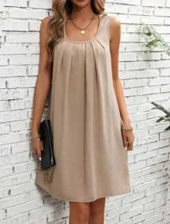 Best Women's Mini Dress Casual Dress Tank Dress Basic Casual Vacation Daily Regular Fit Plain Sleeveless U Neck Summer Spring Women Cocktail Dress