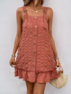 Clearance Women's Mini Dress Casual Dress A Line Dress Stylish Basic Casual Vacation Daily Beach Loose Fit Plain Sleeveless Strap Summer Spring Women Sundresses