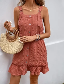 Clearance Women's Mini Dress Casual Dress A Line Dress Stylish Basic Casual Vacation Daily Beach Loose Fit Plain Sleeveless Strap Summer Spring Women Sundresses