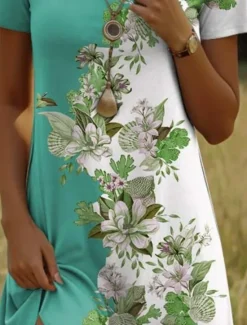 New Women's Mini Dress Casual Dress Petite Dress T Shirt Dress Tee Dress Sundress Casual Vacation Casual Daily Regular Fit Floral Short Sleeve Crew Neck Summer Women T Shirt Dresses
