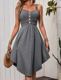 New Women's Mini Dress Casual Dress Slip Dress Basic Casual Vacation Daily Regular Fit Plain Sleeveless Strap Summer Women Sundresses