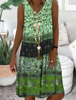 Outlet Women's Mini Dress Casual Dress Petite Dress A Line Dress Slip Dress Bohemia Vintage Fashion Vacation Party Casual Regular Fit Floral Color Block Ditsy Floral Sleeveless V Neck Yellow Women T Shirt Dresses