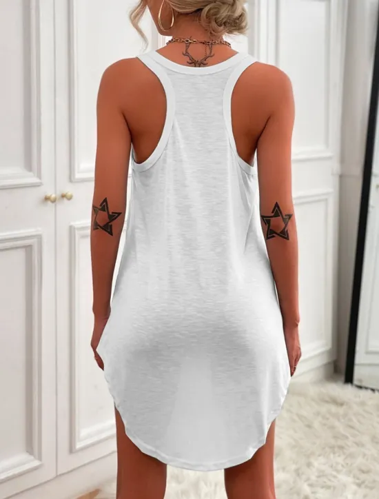 New Women's Mini Dress Casual Dress Tank Dress Basic Casual Vacation Daily Regular Fit Plain Sleeveless U Neck White Sky Blue Orange Summer Women Sundresses