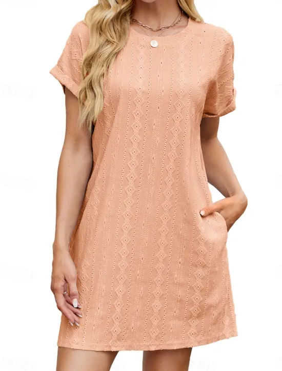 Discount Women's Mini Dress Casual Dress T Shirt Dress Tee Dress Stylish Basic Casual Vacation Daily Regular Fit Plain Short Sleeve Crew Neck Pink Sky Blue Orange Gray Summer Women T Shirt Dresses