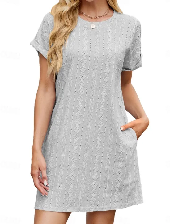 Discount Women's Mini Dress Casual Dress T Shirt Dress Tee Dress Stylish Basic Casual Vacation Daily Regular Fit Plain Short Sleeve Crew Neck Pink Sky Blue Orange Gray Summer Women T Shirt Dresses
