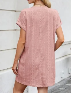 Discount Women's Mini Dress Casual Dress T Shirt Dress Tee Dress Stylish Basic Casual Vacation Daily Regular Fit Plain Short Sleeve Crew Neck Pink Sky Blue Orange Gray Summer Women T Shirt Dresses