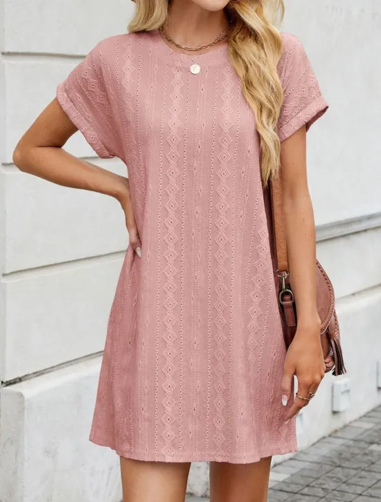 Discount Women's Mini Dress Casual Dress T Shirt Dress Tee Dress Stylish Basic Casual Vacation Daily Regular Fit Plain Short Sleeve Crew Neck Pink Sky Blue Orange Gray Summer Women T Shirt Dresses