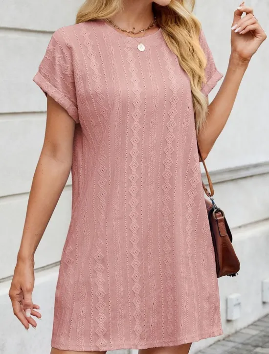 Discount Women's Mini Dress Casual Dress T Shirt Dress Tee Dress Stylish Basic Casual Vacation Daily Regular Fit Plain Short Sleeve Crew Neck Pink Sky Blue Orange Gray Summer Women T Shirt Dresses