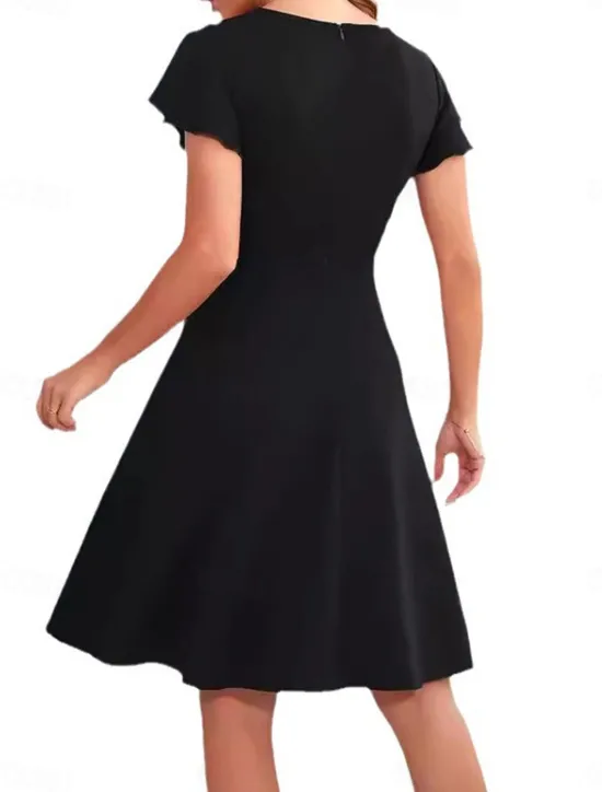 Sale Women's Mini Dress Cocktail Dress Wedding Guest Dress Chiffon Dress Fit And Flare Dress Elegant Party Stylish Regular Fit Plain Short Sleeve Crew Neck Black Pink Wine Summer Women Cocktail Dress