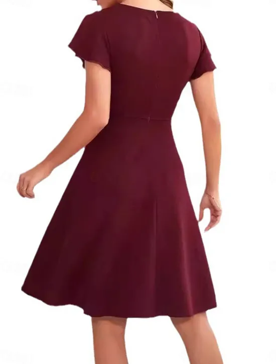 Sale Women's Mini Dress Cocktail Dress Wedding Guest Dress Chiffon Dress Fit And Flare Dress Elegant Party Stylish Regular Fit Plain Short Sleeve Crew Neck Black Pink Wine Summer Women Cocktail Dress