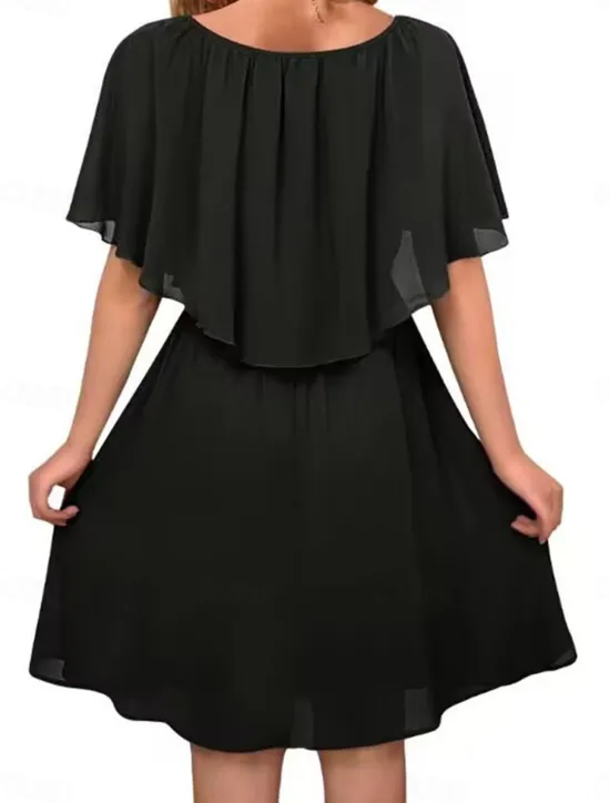 Hot Women's Mini Dress Cocktail Dress Wedding Guest Dress Chiffon Dress Formal Dress Elegant Streetwear Basic Party Wedding Guest Work Regular Fit Short Sleeve Crew Neck Black White Wine Green Summer Women Cocktail Dress