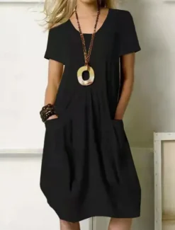 Clearance Women's Mini Dress Cotton Linen Dresses Casual Dress Stylish Basic Casual Vacation Daily Regular Fit Plain Short Sleeve V Neck Black Khaki Army Green Summer Spring Women Dresses