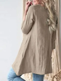 Women's Mini Dress Cotton Linen Dresses Casual Dress Stylish Basic Casual Vacation Daily Loose Fit Plain 3/4 Length Sleeve Crew Neck Green Khaki Dark Blue Summer Spring Fall Women Dresses