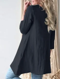 Women's Mini Dress Cotton Linen Dresses Casual Dress Stylish Basic Casual Vacation Daily Loose Fit Plain 3/4 Length Sleeve Crew Neck Green Khaki Dark Blue Summer Spring Fall Women Dresses