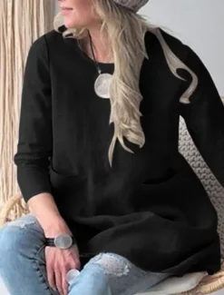 Women's Mini Dress Cotton Linen Dresses Casual Dress Stylish Basic Casual Vacation Daily Loose Fit Plain 3/4 Length Sleeve Crew Neck Green Khaki Dark Blue Summer Spring Fall Women Dresses