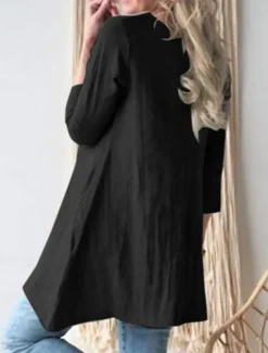 Women's Mini Dress Cotton Linen Dresses Casual Dress Stylish Basic Casual Vacation Daily Loose Fit Plain 3/4 Length Sleeve Crew Neck Green Khaki Dark Blue Summer Spring Fall Women Dresses