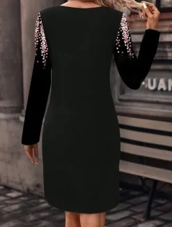 Best Women's Mini Dress Crew Neck Long Sleeve Sheath Dress Petite Dress T Shirt Dress Tee Dress Elegant Stylish Street Casual Regular Fit Floral Summer Women Cocktail Dress