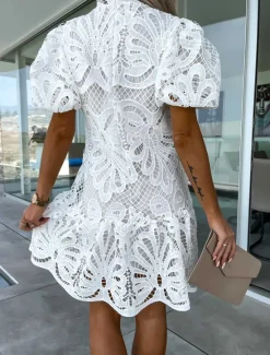 Clearance Women's Mini Dress Cut Out Dress Summer Dress Bodycon Dress Puff Sleeve Dress Birthday Cocktail Vacation Daily Regular Fit Plain Sleeveless V Neck Magenta White Purple Orange Summer Women White Dresses