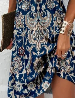 Women's Mini Dress Ethnic Dress Summer Dress Halter Neck Dress Print Dress Ethnic Tribal Outdoor Daily Going out Regular Fit Floral Tribal Sleeveless Halter Neck Summer Spring Women Sundresses