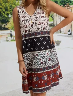 Outlet Women's Mini Dress Floral Dress Boho Dress Print Dress Fashion Classic Modern Vacation Daily Holiday Regular Fit Flower Sleeveless V Neck Summer Women Floral Dresses