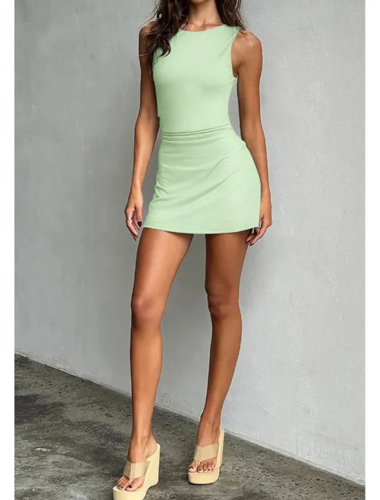 Discount Women's Mini Dress Graduation Dress Sheath Dress Fashion Vacation Holiday Graduation Regular Fit Plain Sleeveless Crew Neck Summer Women Cocktail Dress